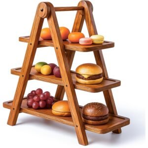 3-Tier Wooden Serving Stand with Removable Trays