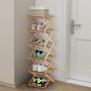 6 Tier Bamboo Folding Shoes Rack & Storage Shelf Organizer
